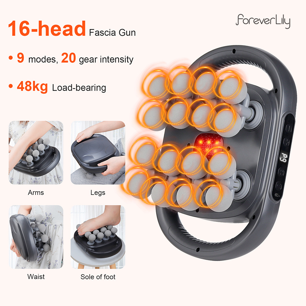 Vibration Massage Gun - 16-головочный фасциальный пистолет, высокочастотный вибрационный массажный